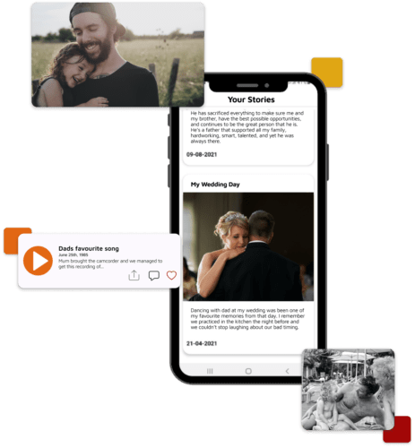 Timeline with stories of dad on